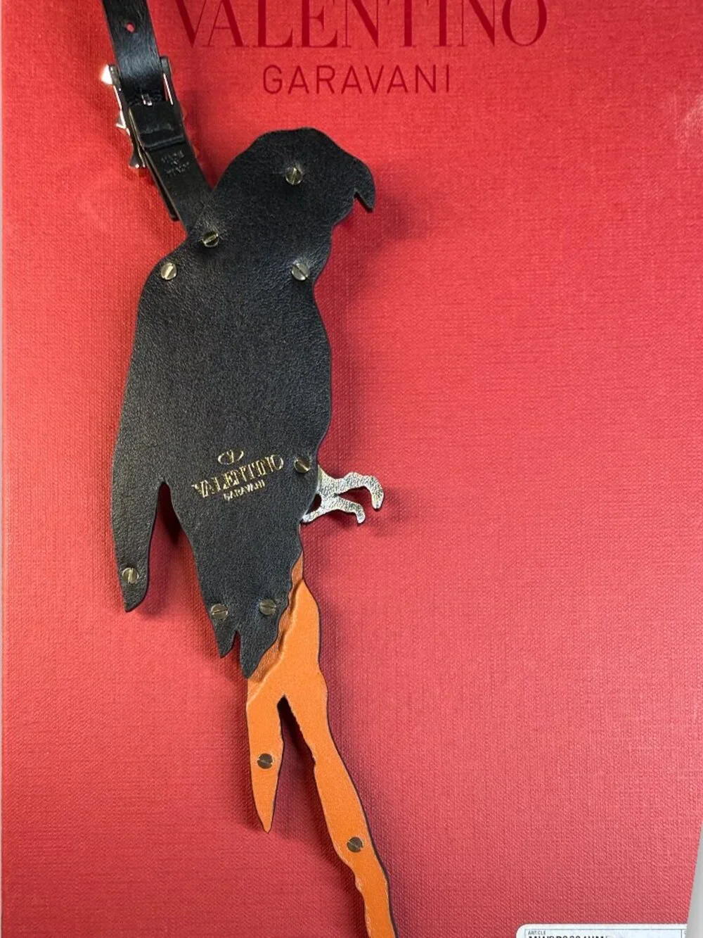 Valentino Garavani Multicolor Leather Parrot Rockstud Bag Charm Keychain w/COA
